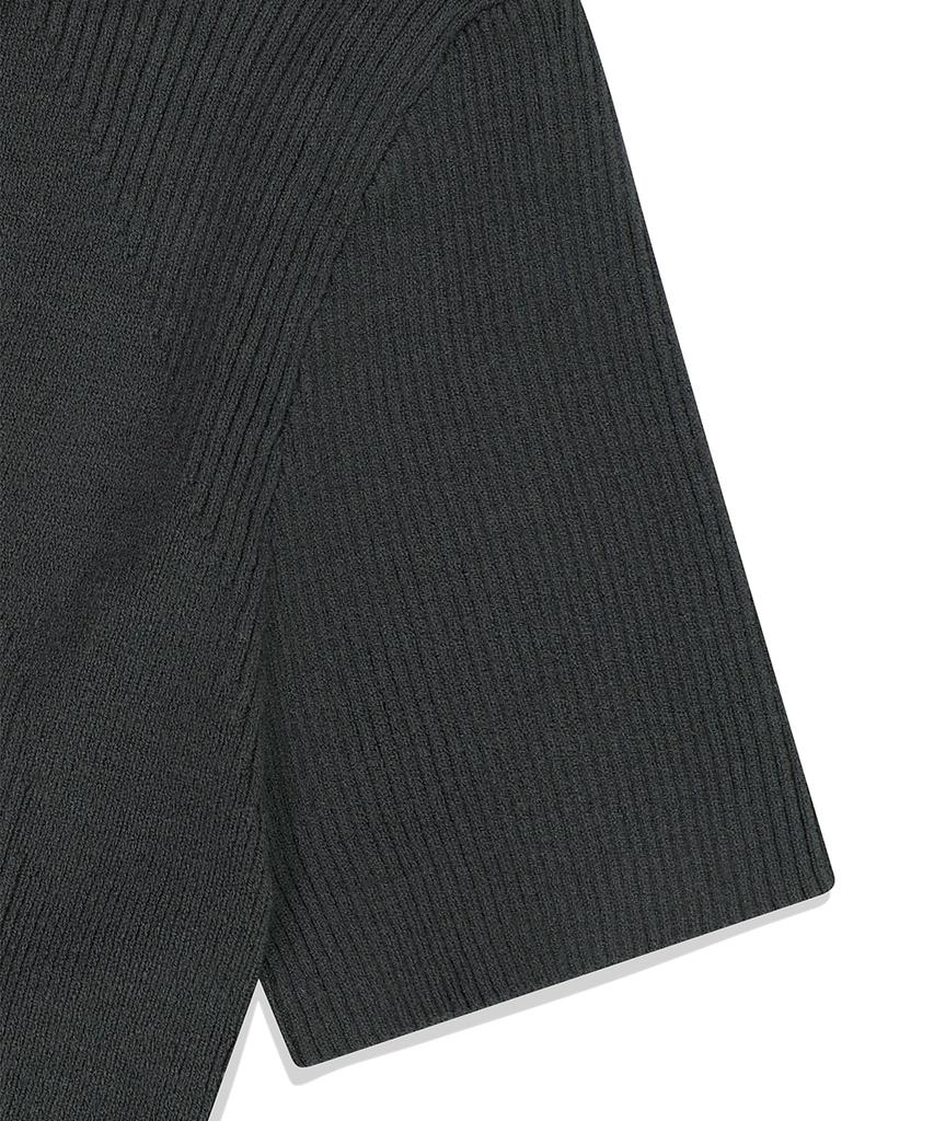 MAHAGRID Button-Up Collar Knit Charcoal(Mg2Fmfk616A)