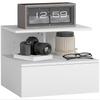 Wall-Mounted Nightstand, Floating Side Table with Drawer, Open Compartment White, 39.8 X 35 X 31.6 Cm