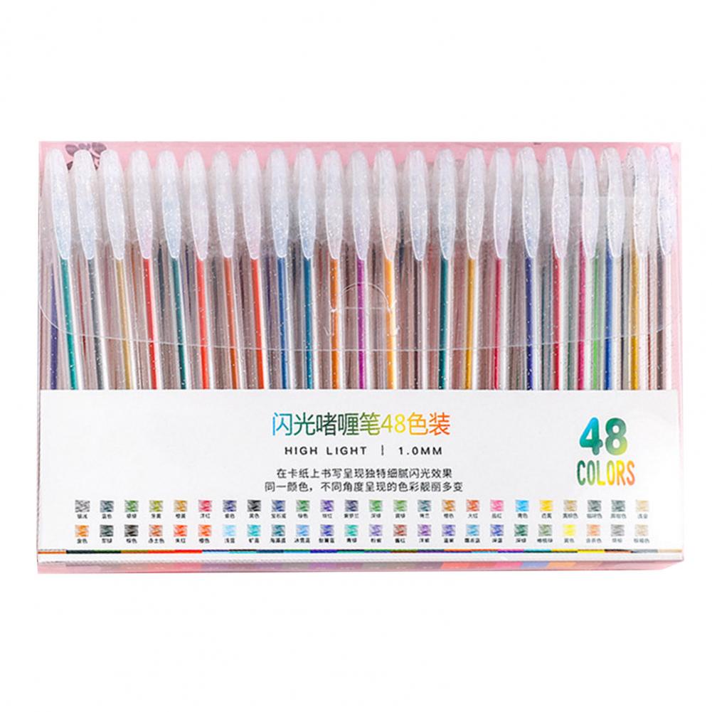 Pen Glitter Body Highlighter Multicolored Highlighter Pen Set with Transparent Body Smooth Metal Tip Glitter Gel for Coloring