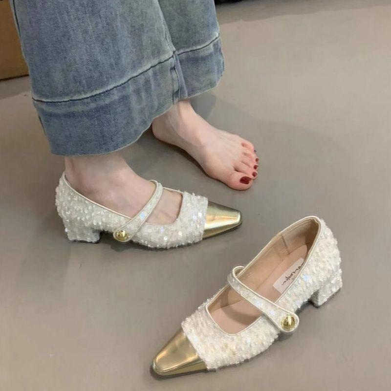 Pointed Toe With Medium Heels Women's Mary Jane Shoes Spring and Autumn 39 High Quality Comfortable Elegant Popular Ladies Pumps