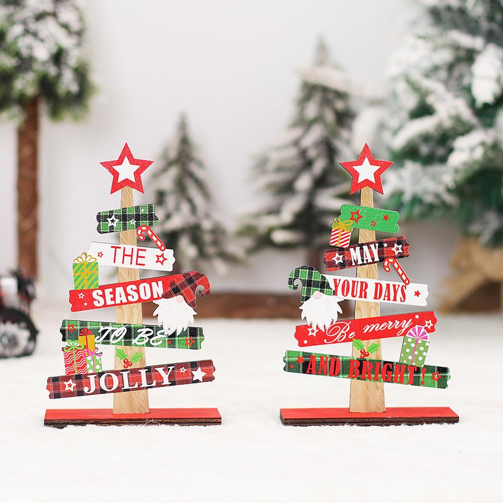 Detachable Christmas Tree Wooden Ornaments Table Top Dress Up Photo Props For Christmas Decoration
