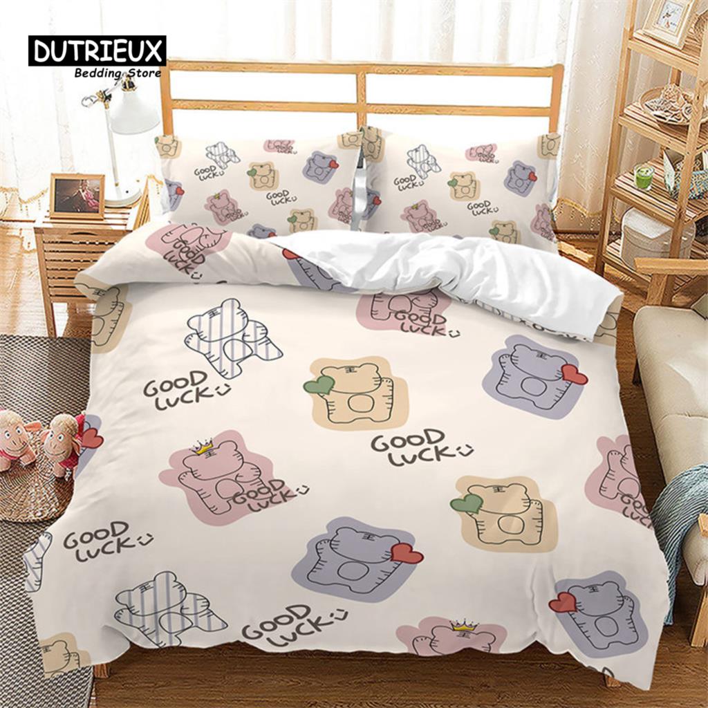 Cartoon Duvet Cover Mermaid Comforter Cover Microfiber Unicorn Animal Bedding Set King For Kids Girls Teens Kawaii Bedroom Decor