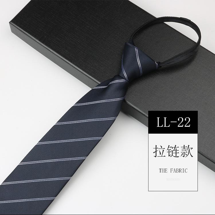 Tie Men'S, Business Zipper Work Security Shirt Striped Red Blue 8Cm Knot Free Easy To Pull