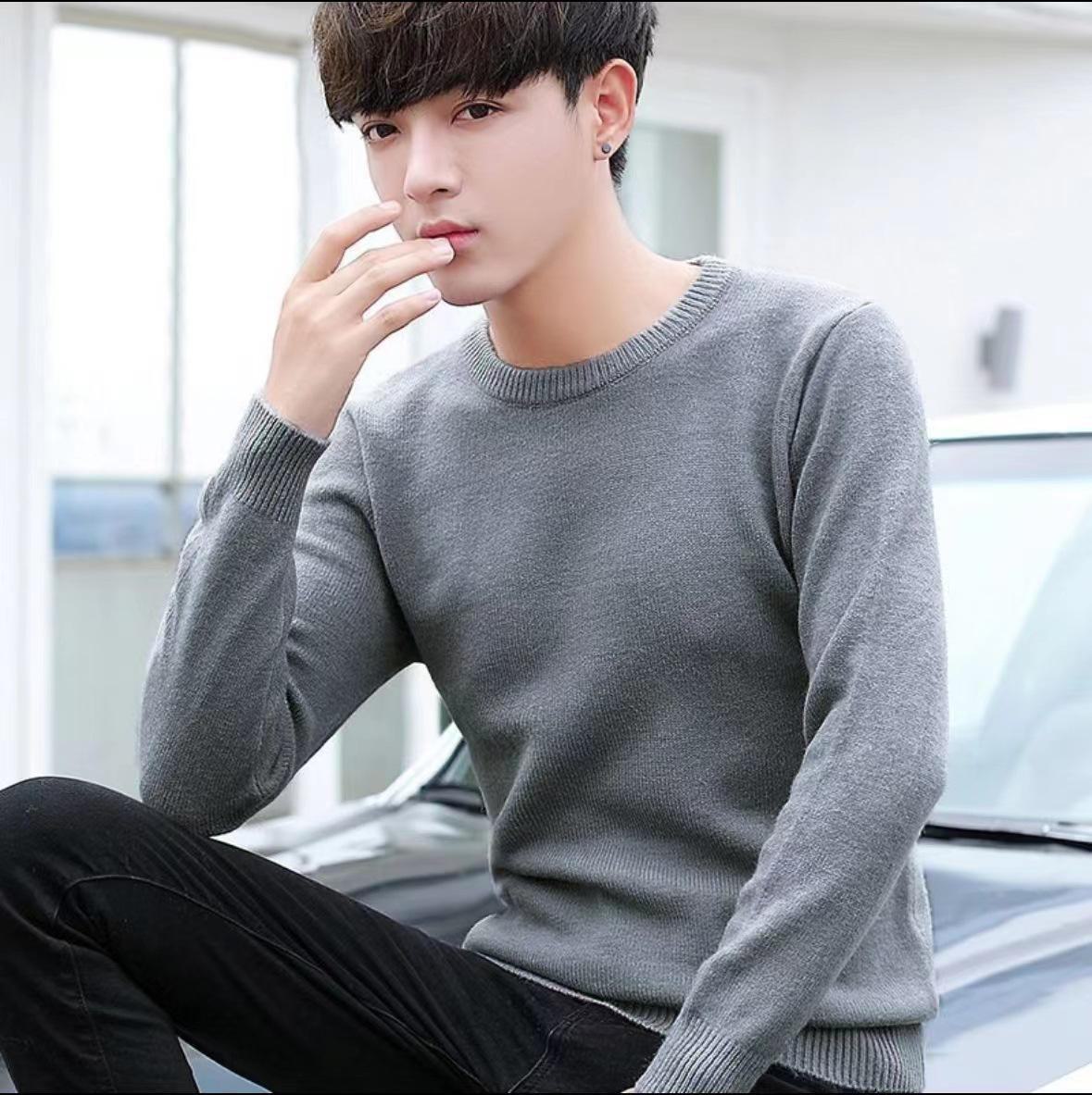 

Мужской облегающий свитер с полуводолазкой из плюша - теплая вязка в корейском стиле 2XL темно серый