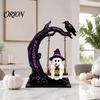 Realistic Wind Swaying Figures Halloween Swinging Ghost on Tree Figurine, Resin Swing Statue, Weatherproof Garden Statues Reading Ornament,
