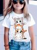 Kawaii Cat Girls Clothes 3D Print Children's T-Shirt O-Neck Pullover Girl Short Sleeve T-Shirt Comfortable Children's Clothing