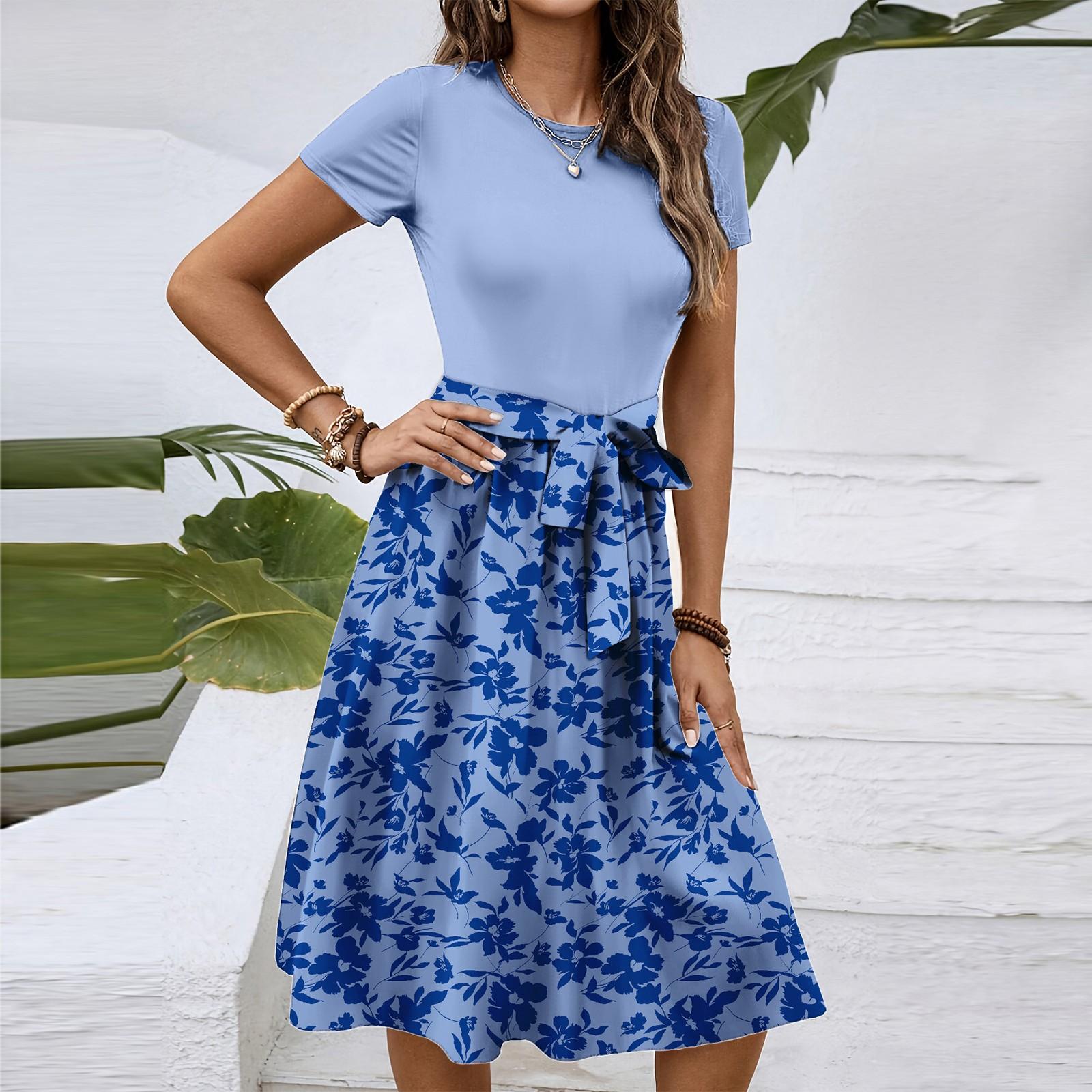 

Женское модное ретро-платье с принтом и цветным поясом XL