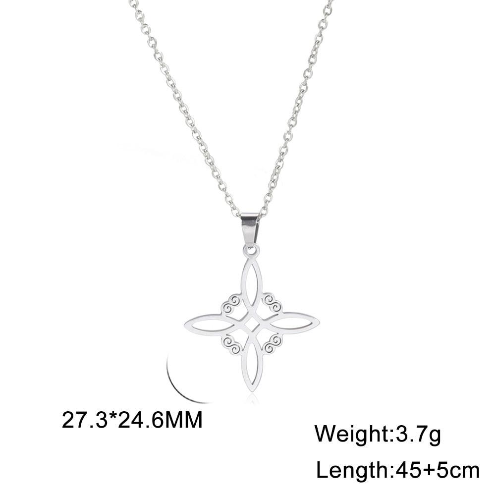 Vintage Witch Knot Necklace for Women Luck Pendant Irish Celtics Protection Amulet Stainless Steel Witchcraft Wicca Jewelry Gift