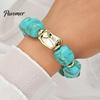 Layered Color Block Bracelet Bead for Women, Large Acrylic Beads Elastic Lightweight Minimalist Wrist Accessories Bracelet, Chunky Stretch Summer