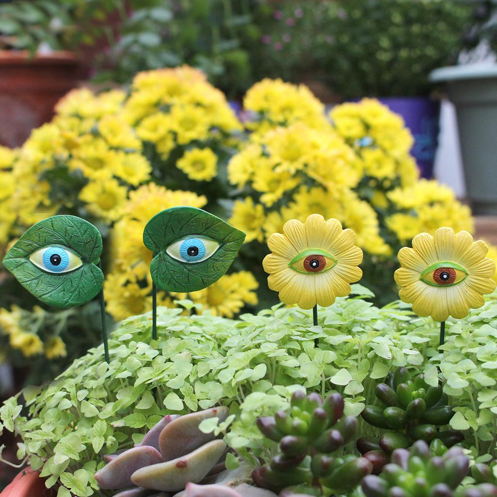 Outdoor Garden Patio Colorful Simulation Eyes Set Of 6 Flower Arrangement Rustic Resin Insert Decorative Ornament