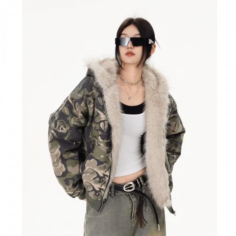 Mens Winter Camo Hooded Puffer Jacket