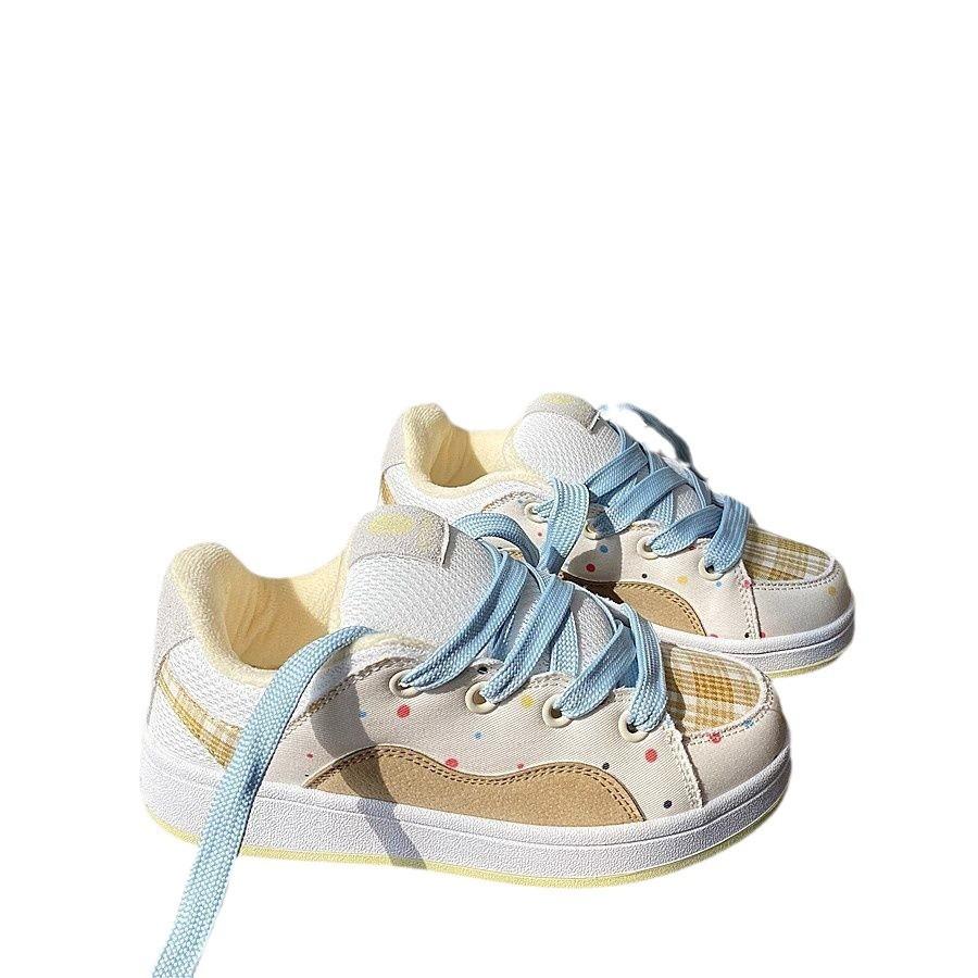 Velvet Cotton Shoes Colorful Grid Design Board Shoes Ins Tide 2025 Winter New Niche Versatile Casual Bread Shoes