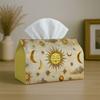 1pc Vintage Celestial Mystic Sun Tissue Holder with Golden Moon & Star Design - Elegant Decorative Napkin Box Suitable, Car, Living Room, Bedroom, Din