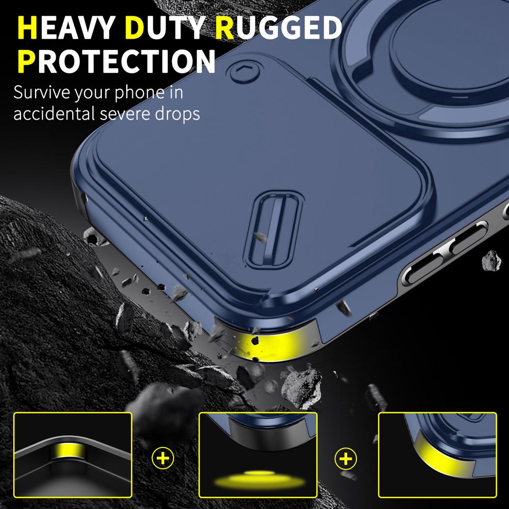 KEYSION 360° Rotating Ring Stand Phone Case for Xiaomi 17 Slide Camera Protection Magnetic Shockproof Back Cover for Xiaomi 17