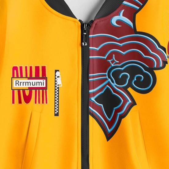 Demon Hunter Cosplay Jacket for Teens Zippered Baseball Jacket Bomber Coat Printed Fall Winter Costume for Role-Play Daily Wear