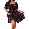Print Dress Short Sleeve Cherry Print Large Size Dress