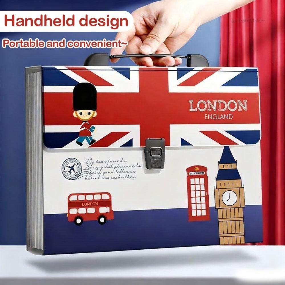 High Quality 13 Layer Expanding Folder Large Capacity British Style A4 File Bag Portable Data Sorting Folder Student Use