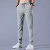 Men Pants Solid Color Drawstring Mid Waist Pockets Loose Streetwear Straight Working Trousers for Daily Wear