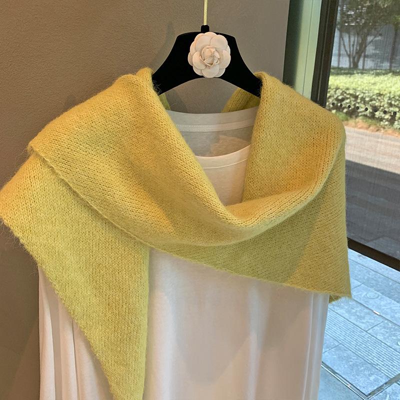Solid Color Triangular Scarf, Brushed Shawl, Oversized Outer Layer, Autumn and Winter Korean Warm Triangular Scarf, Knitted Scarf