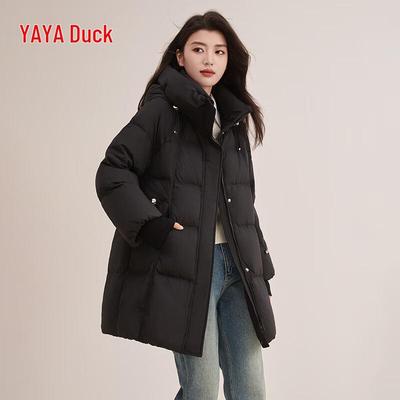 Women's 2024 Autumn/Winter Mid-Length Hooded Down Jacket YE4B605095H