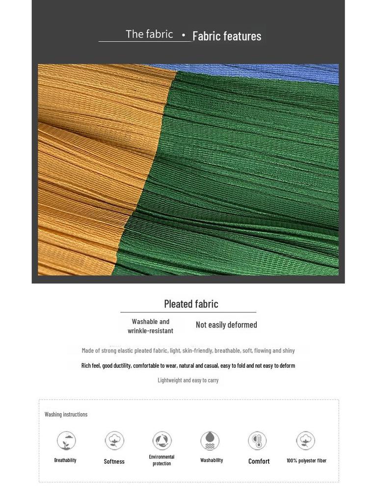 Miyake Spring 2025 Women's Japanese Style Cardigan: Contrast Color, Pleated Long Sleeve, Loose Casual Fit.