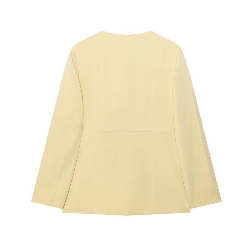 Araltay New Arrival Women's Clothing Fashion Style Fashion Casual Minimalist Long Sleeve round Neck All-Matching Breasted Silm Outwear