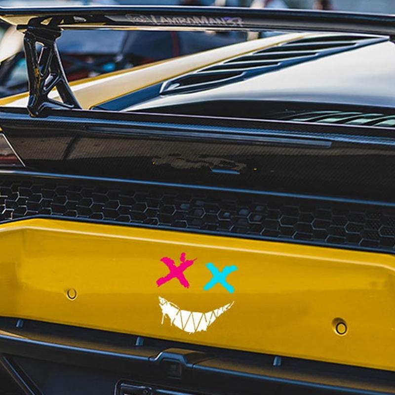 Motorcycle Helmet Stickers Car Reflective Waterproof Smile Face Decal Motocross Auto Rear Window Personalized Stickers