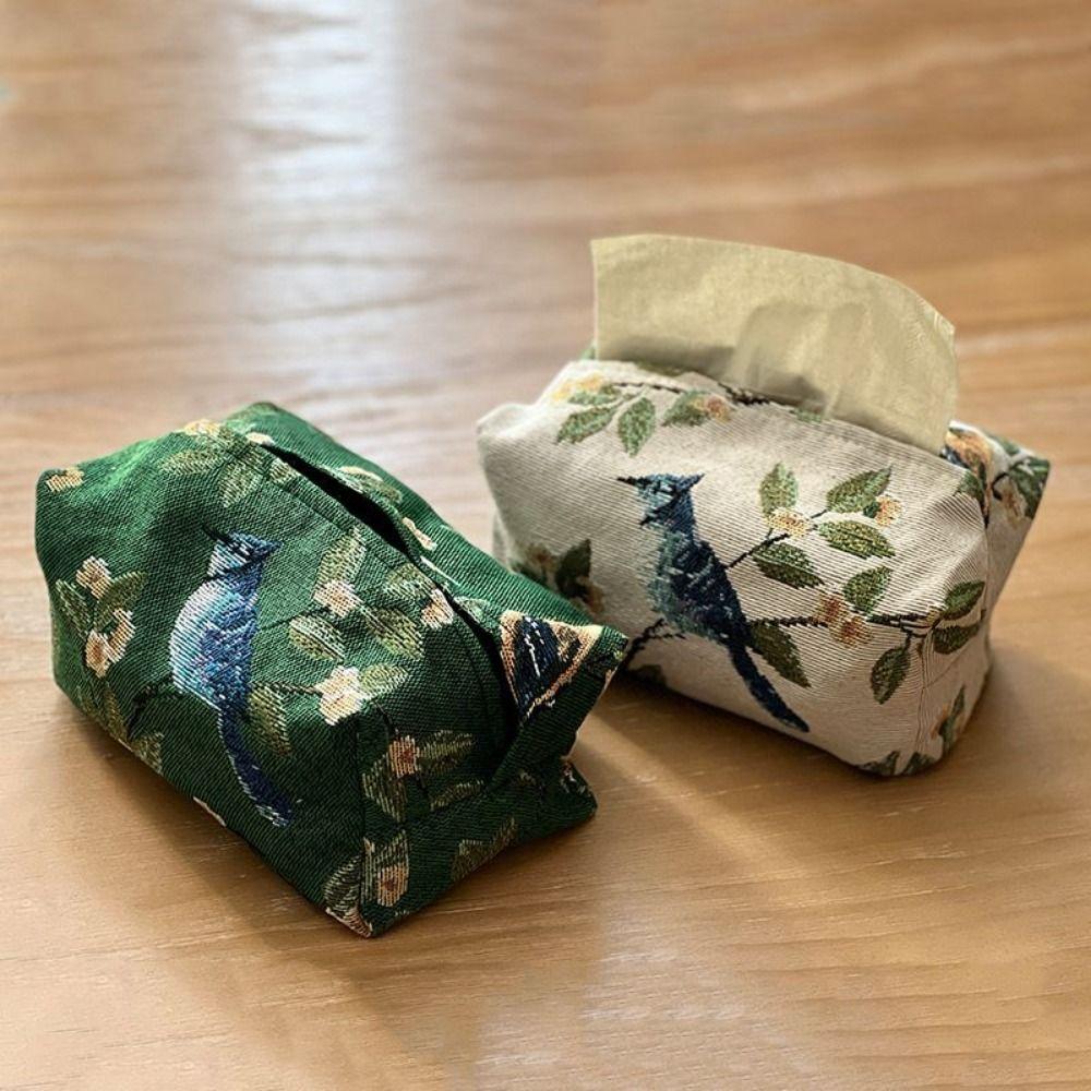

Skin-Friendly Pattern Tissue Bag Polyester Retro Tissue Box Creative Desktop Tissue Bag Car червоний
