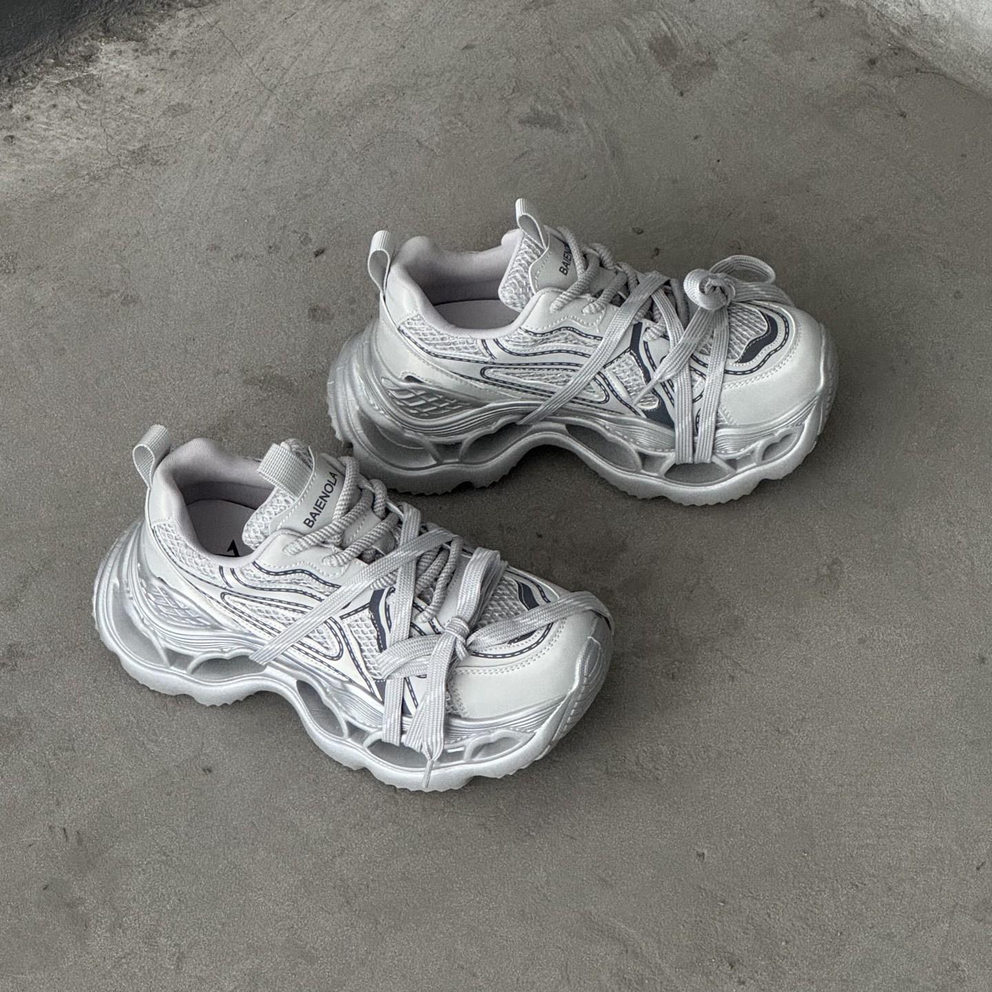 

Ретро серебристые универсальные женские летние новые дышащие тонкие сетчатые легкие кроссовки-папы прилив 35 серебряный