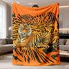 2026 New Flannel Blanket 1pc with 3D Tiger Design, Lightweight Polyester Throw for Office Chairs, All-Season Use, 100% Polyester Indoor Shawl