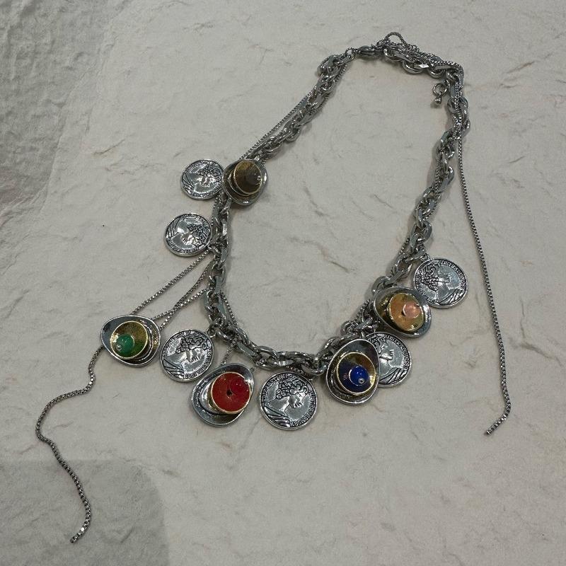 

GemChic Женский Новый Винтажный Цветной Кулон Пуговица Бахрома Ключица Цепь Ключица Ожерелье Модный День Рождения Рождественский Ювелирный Подарок