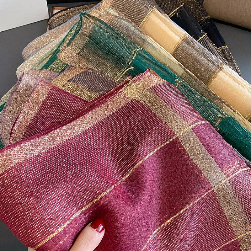 2023 Korean Fashion Striped Silk-Style Winter Shawl & Neck Warmer for Women