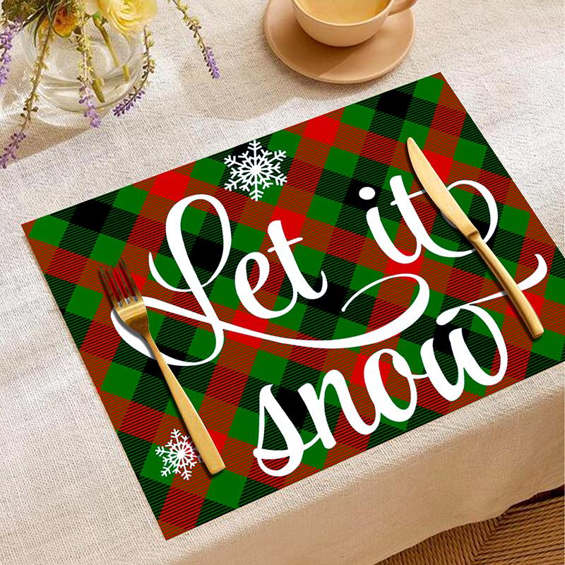 

1PC Linen Festive Placemats Holiday Plaid Party Decor Red Green Dining Accessory Multiple Options Available