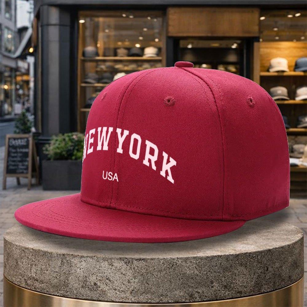 pc New York USA Pattern Baseball Cap with NYC Skyline Iconic Landmarks Adjustable Snapback Flat Brim Hat Suitable for Golf