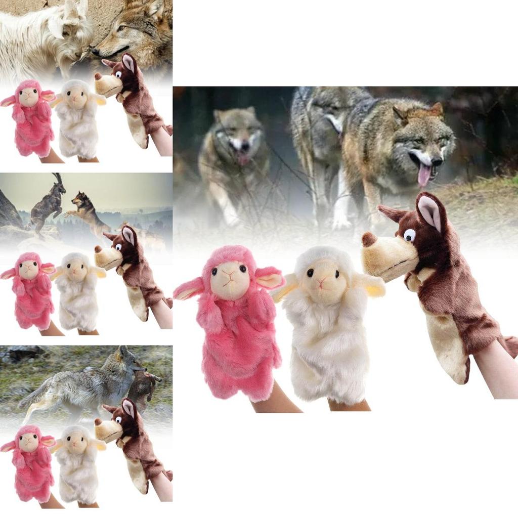 Adorable White Sheep And Big Bad Wolf Storytelling Puppet Hat For Kids Playtime