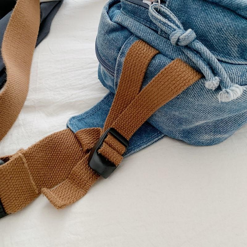 Geantă Crossbody Geantă pentru Telefon Mobil pentru Femei Geantă de Umăr din Denim cu Buzunar Dublu