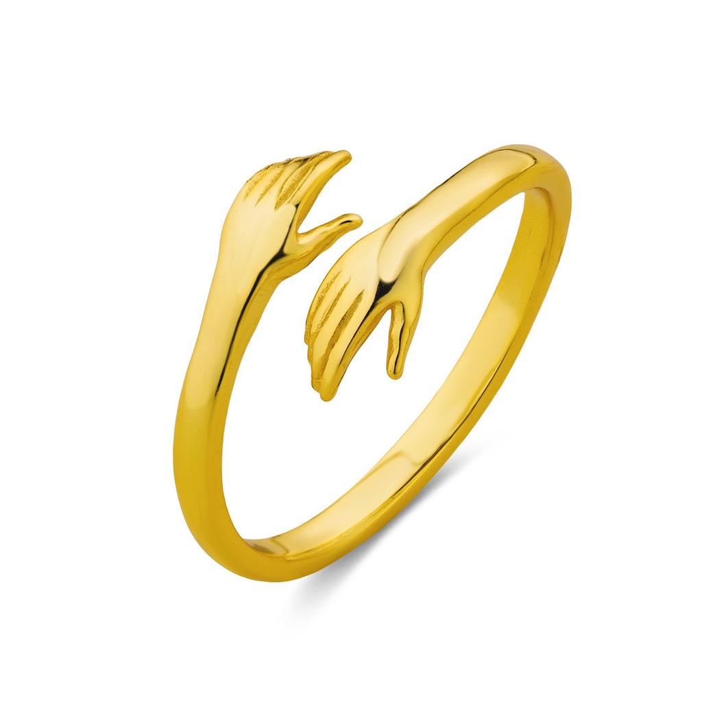 Adjustable Open Embrace Ring Fashion Fresh Couple Matching Rings Creative Personality Design