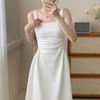 Pure Desire Wind Gentle Temperament Square Neck Suspender Dress Women's Clothing Autumn New Sleeveless Waist Pinching and Thin A-shaped Long Dress