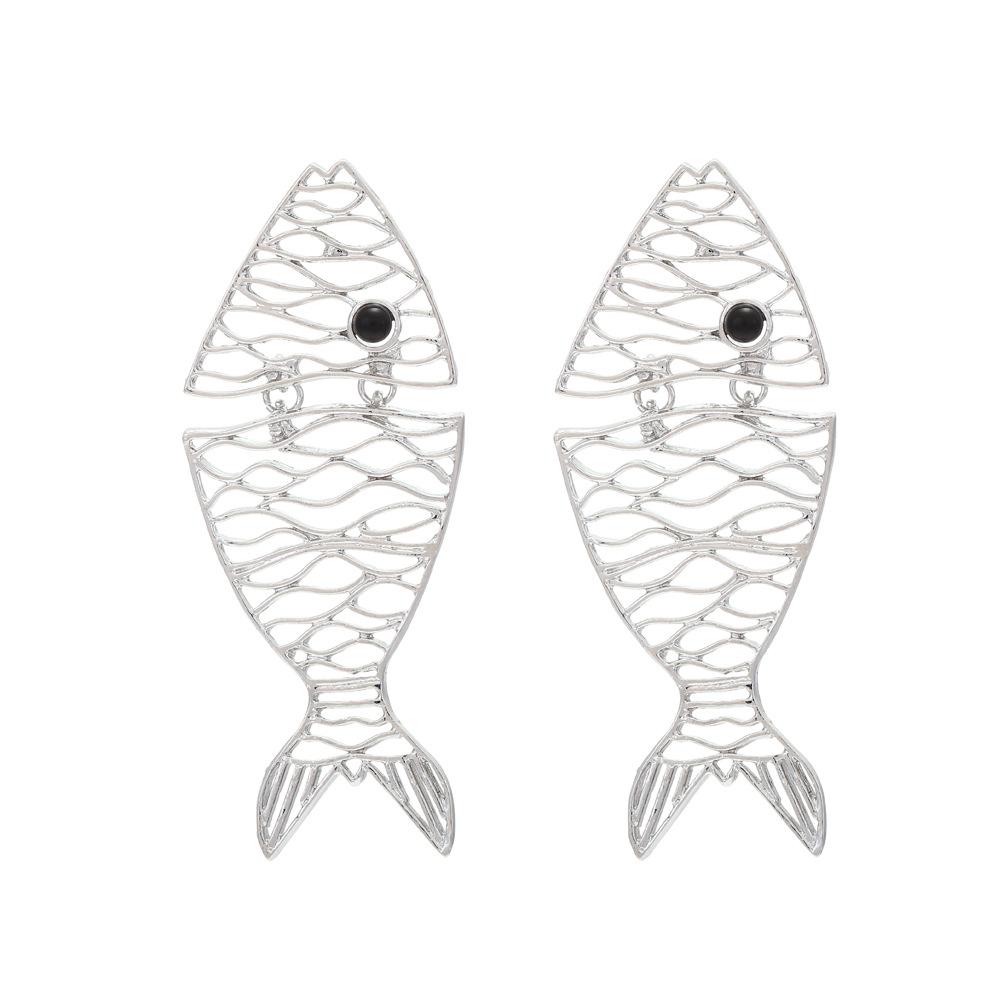 

Metal Hollow Splicing Tropical Fish Earrings Women s Exaggerated Trend Dangle Earrings Banquet Zircon AccessoriesZAA медный