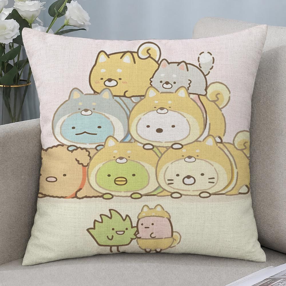 Character Sumikko Gurashi Cushion Cover Cushion Covers Natural Linen Breathable Sofa Bedroom Decor Pillowcase