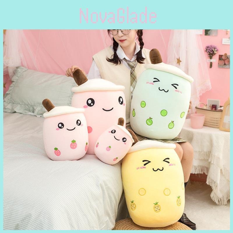 Adorable 50cm Strawberry Milk Tea Plush Toy Creative Soft Doll Pillow Cushion For Kids