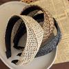 Women Bohemian Vintage Straw Woven Headband Wide Cross Design Hair Accessory Ladies