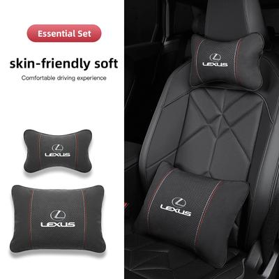 2025 Pour IS250 RX350 LX570 LX600 LX470 GX470 UX Ct200h Oreiller de Nuque de Voiture en Daim Appui-tête Coussin de Soutien Lombaire Protection de la Colonne Vertébrale