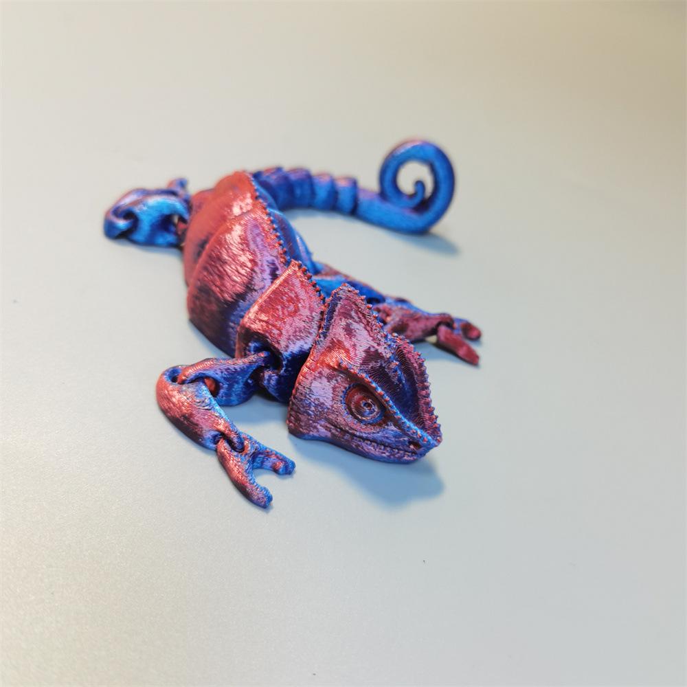 Multi-Color 3D Printed Chameleon Toy Ornaments - Colorful Animal Doll for Christmas & Children's Day