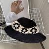 Knit Flower Bucket Hat for Woman Breathable Multi-color Weaving Wide Brim Bucket Hat Adult Teens Summer Fisherman Cap