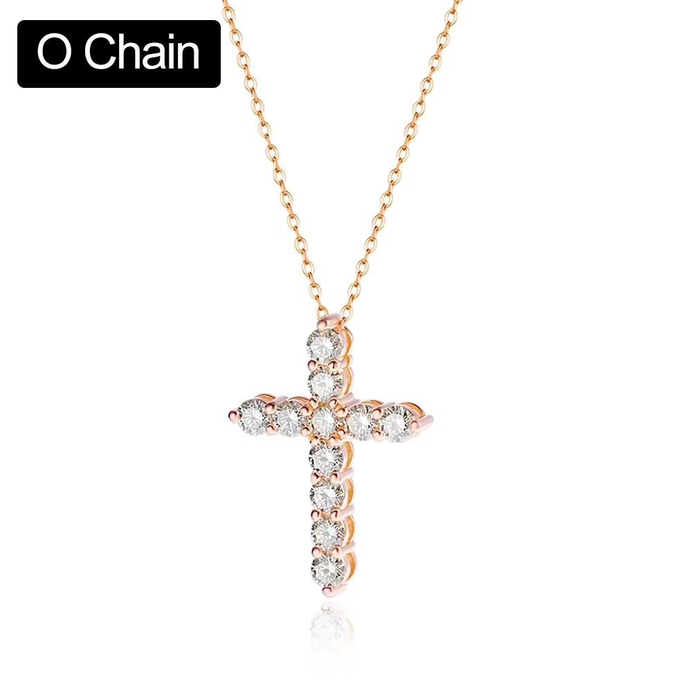 3mm 4mm 5mm Moissanite Cross Necklace GRA Certified S925 Silver Jesus Pendant Neck Chain for Women Engagement Bridal Fine Jewely