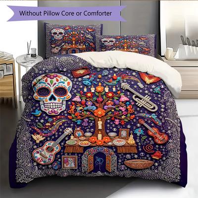Diamond Embroidery Style Pattern Bedding Quilt Set Quilt Cover Pillowcase Home Decoration Gift (1 * Duvet Cover + 2 * Pillowcase, Without Core)