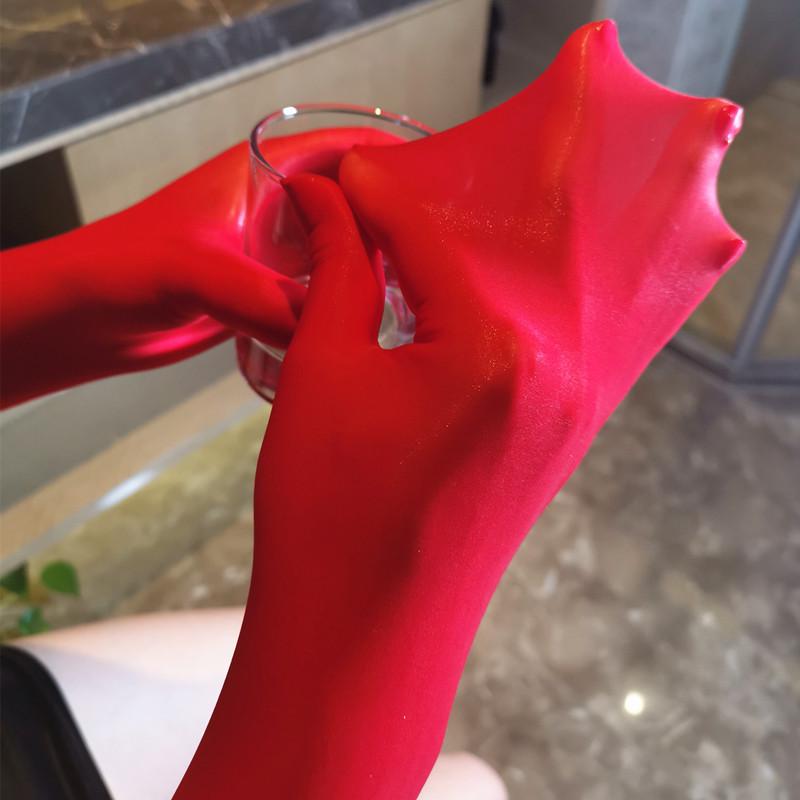 912 Glossy Ultra-Thin Fingerless Stockings Gloves, High-Density Sunscreen Bridal Sleeves for Men and Women