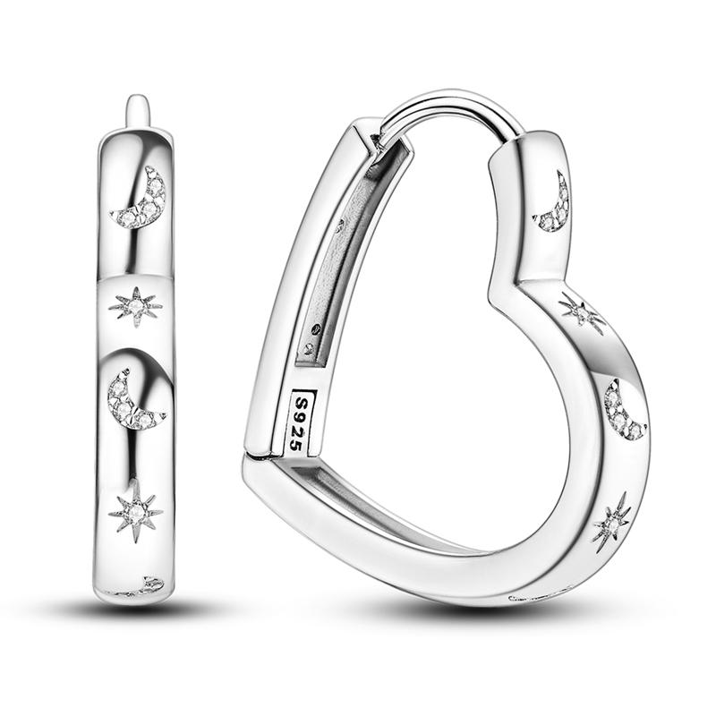 Original 925 Sterling Silver Hoops Earrings For Women Vintage Sun Moon Starlight Snake Bone Earrings Wedding Party Jewelry Gift