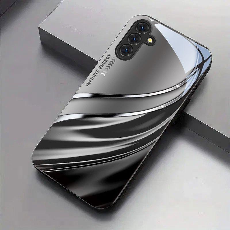 Sleek Metallic Wave Fashion Phone Cases Carcasa Glass Coque Fundas for Samsung Galaxy S26 S25 S24 S23 S22 FE Ultra Plus Phone